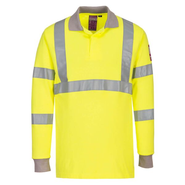 Flame Resistant Anti-Static Hi-Vis Long Sleeve Polo Shirt Thumbnail